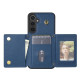 For Samsung Galaxy S24+ 5G Three Fold Card Bag Phone Case with Long Lanyard(Blue)
