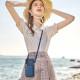 For Samsung Galaxy S24+ 5G Three Fold Card Bag Phone Case with Long Lanyard(Blue)
