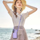 For Samsung Galaxy S24+ 5G Three Fold Card Bag Phone Case with Long Lanyard(Purple)