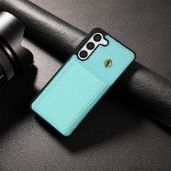 For Samsung Galaxy S23+ 5G Three Fold Card Bag Phone Case with Long Lanyard(Mint)