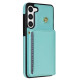 For Samsung Galaxy S23+ 5G Three Fold Card Bag Phone Case with Long Lanyard(Mint)