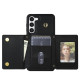 For Samsung Galaxy S23+ 5G Three Fold Card Bag Phone Case with Long Lanyard(Black)