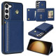 For Samsung Galaxy S23+ 5G Three Fold Card Bag Phone Case with Long Lanyard(Blue)