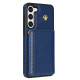 For Samsung Galaxy S23+ 5G Three Fold Card Bag Phone Case with Long Lanyard(Blue)