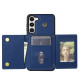 For Samsung Galaxy S23+ 5G Three Fold Card Bag Phone Case with Long Lanyard(Blue)