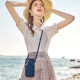 For Samsung Galaxy S23+ 5G Three Fold Card Bag Phone Case with Long Lanyard(Blue)