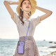 For Samsung Galaxy S23+ 5G Three Fold Card Bag Phone Case with Long Lanyard(Purple)