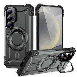 For Samsung Galaxy S24+ 5G Lens Holder MagSafe Phone Case(Grey)