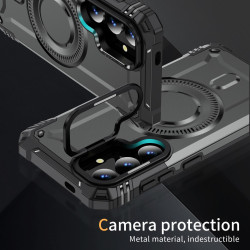 For Samsung Galaxy S24+ 5G Lens Holder MagSafe Phone Case(Grey)