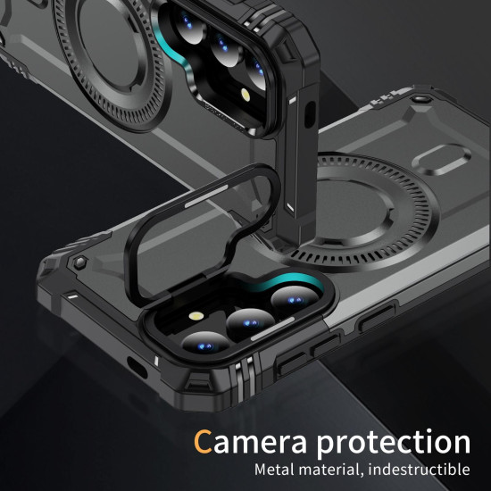 For Samsung Galaxy S24+ 5G Lens Holder MagSafe Phone Case(Grey)