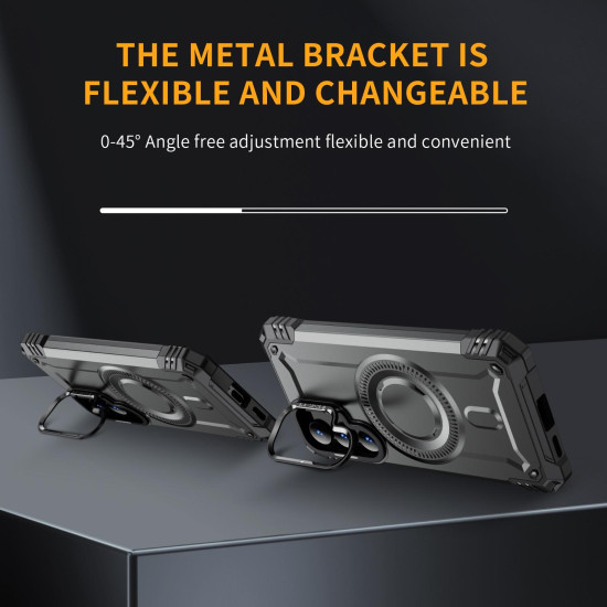 For Samsung Galaxy S24+ 5G Lens Holder MagSafe Phone Case(Grey)