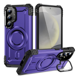For Samsung Galaxy S24+ 5G Lens Holder MagSafe Phone Case(Purple)