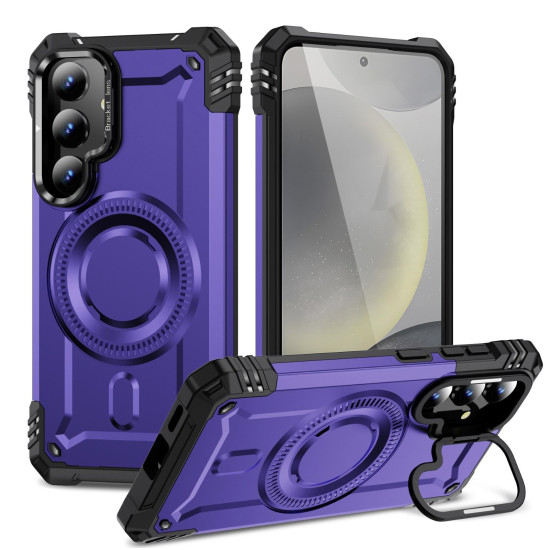 For Samsung Galaxy S24+ 5G Lens Holder MagSafe Phone Case(Purple)
