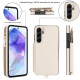 For Samsung Galaxy S24+ 5G Double Flap Zipper RFID Leather Phone Case with Short Lanyard(White)