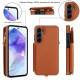 For Samsung Galaxy S24+ 5G Double Flap Zipper RFID Leather Phone Case with Short Lanyard(Brown)