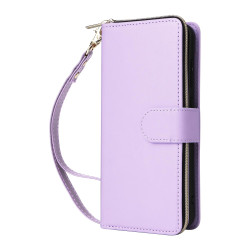 For Samsung Galaxy S24+ 5G Nine-card Slots Zipper Wallet Bag Leather Phone Case(Purple)