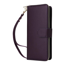 For Samsung Galaxy S24+ 5G Nine-card Slots Zipper Wallet Bag Leather Phone Case(Dark Purple)