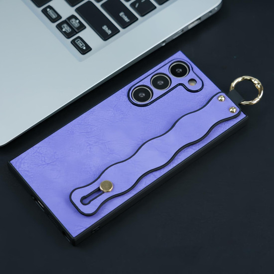 For Samsung Galaxy S23+ 5G Wavy Wristband Bracket TPU Phone Case(Purple)