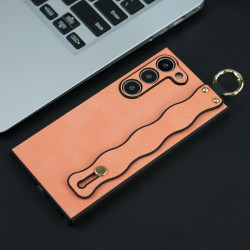 For Samsung Galaxy S23+ 5G Wavy Wristband Bracket TPU Phone Case(Pink)
