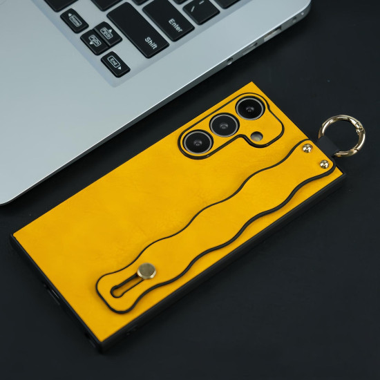 For Samsung Galaxy S24+ 5G Wavy Wristband Bracket TPU Phone Case(Yellow)
