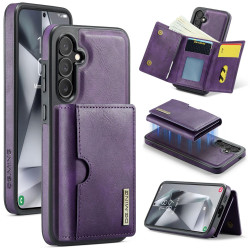 For Samsung Galaxy S24+ 5G DG.MING M6 Series RFID Tri-fold Card Bag Removable Leather Phone Case(Purple)