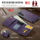 For Samsung Galaxy S24+ 5G DG.MING M6 Series RFID Tri-fold Card Bag Removable Leather Phone Case(Purple)