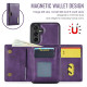 For Samsung Galaxy S24+ 5G DG.MING M6 Series RFID Tri-fold Card Bag Removable Leather Phone Case(Purple)