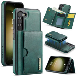 For Samsung Galaxy S23 5G DG.MING M6 Series RFID Tri-fold Card Bag Removable Leather Phone Case(Green)