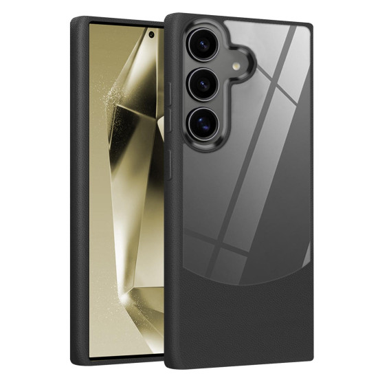 For Samsung Galaxy S24+ 5G Litchi Texture TPU Hybrid Acrylic Phone Case(Black)