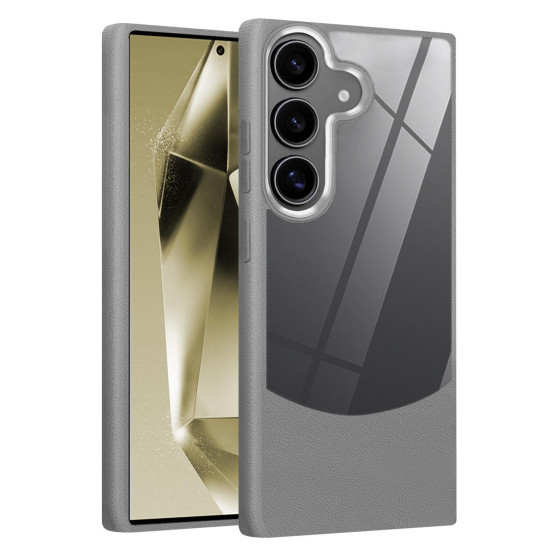 For Samsung Galaxy S24+ 5G Litchi Texture TPU Hybrid Acrylic Phone Case(Grey)