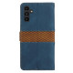 For Samsung Galaxy S24+ 5G Grid Stitching Leather Phone Case with Lanyard(Blue)