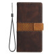 For Samsung Galaxy S24+ 5G Grid Stitching Leather Phone Case with Lanyard(Brown)