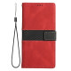 For Samsung Galaxy S24+ 5G Grid Stitching Leather Phone Case with Lanyard(Red)