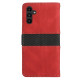 For Samsung Galaxy S24+ 5G Grid Stitching Leather Phone Case with Lanyard(Red)