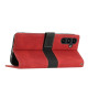 For Samsung Galaxy S24+ 5G Grid Stitching Leather Phone Case with Lanyard(Red)