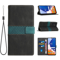 For Samsung Galaxy S24+ 5G Grid Stitching Leather Phone Case with Lanyard(Black)