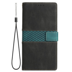For Samsung Galaxy S24+ 5G Grid Stitching Leather Phone Case with Lanyard(Black)