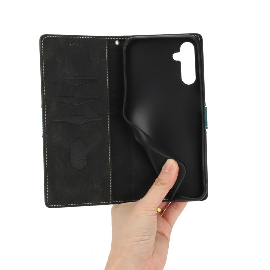 For Samsung Galaxy S24+ 5G Grid Stitching Leather Phone Case with Lanyard(Black)