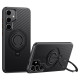 For Samsung Galaxy S24+ 5G Carbon Fiber MagSafe Phone Case with 360 Degree Rotating Holder(Black)