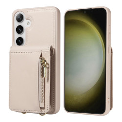 For Samsung Galaxy S24+ 5G Crossbody Lanyard Zipper Wallet Leather Phone Case(Beige)