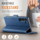 For Samsung Galaxy S23 5G AutSpace A11 Side Buckle MagSafe Magnetic RFID Phone Leather Case(Blue)