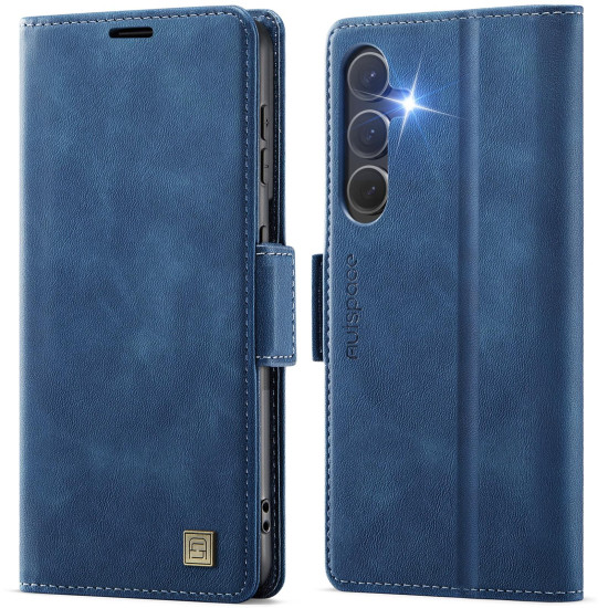 For Samsung Galaxy S24+ 5G AutSpace A11 Side Buckle MagSafe Magnetic RFID Phone Leather Case(Blue)