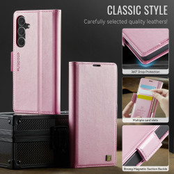 For Samsung Galaxy S24+ 5G AutSpace A11 Side Buckle MagSafe Magnetic RFID Phone Leather Case(Rose Gold)