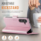 For Samsung Galaxy S24+ 5G AutSpace A11 Side Buckle MagSafe Magnetic RFID Phone Leather Case(Rose Gold)