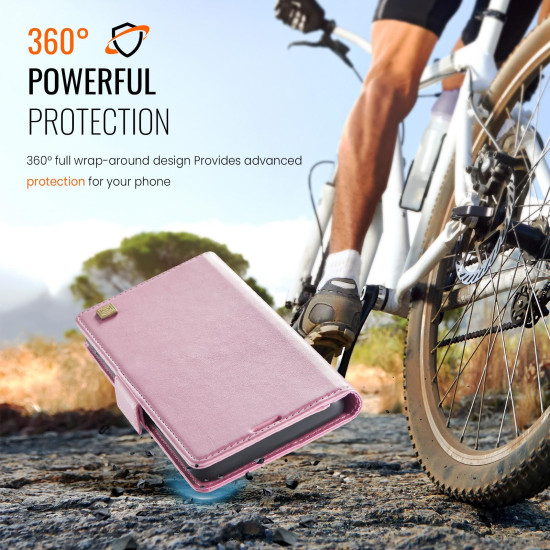 For Samsung Galaxy S24+ 5G AutSpace A11 Side Buckle MagSafe Magnetic RFID Phone Leather Case(Rose Gold)