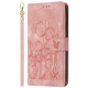 For Samsung Galaxy S24+ 5G Tulips Embossed Leather Phone Case with Lanyard(Pink)