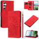 For Samsung Galaxy S24+ 5G Tulips Embossed Leather Phone Case with Lanyard(Red)