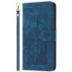 For Samsung Galaxy S24+ 5G Tulips Embossed Leather Phone Case with Lanyard(Blue)