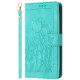 For Samsung Galaxy S23+ 5G Tulips Embossed Leather Phone Case with Lanyard(Green)