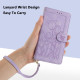 For Samsung Galaxy S23+ 5G Tulips Embossed Leather Phone Case with Lanyard(Purple)